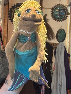 Melissa and Doug Hand Puppet Mermaid Plush with Yellow Yarn Hair and Teal Outfit